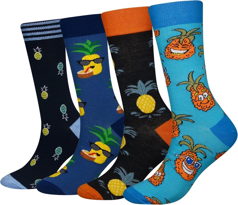 Cansok Men's 2/4 Packs Fun Crazy Novelty Dress Crew Socks - Image 1
